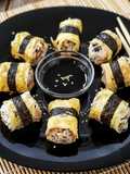 Sushi en rollos de tortilla. -Eggrolls sushi-