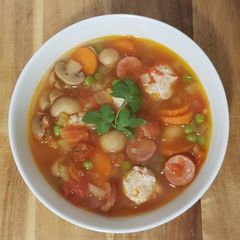 A picture of Sop Merah (Indonesian minestrone - with meats).