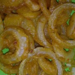 Onion rings pakora A picture of Onion rings pakora.