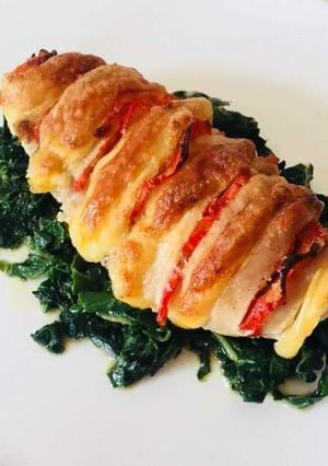 A picture of Cheesy hassle back chicken.