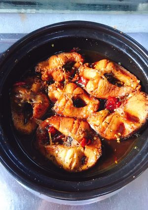 Hình của món Cá Lóc Kho Tiêu.