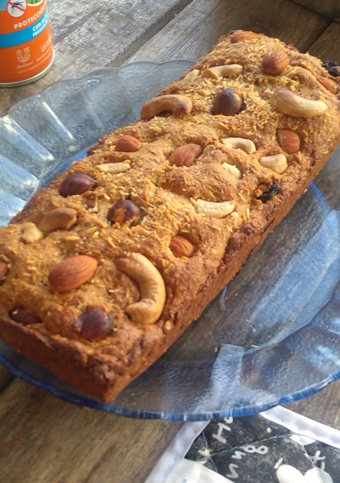 Una foto de Budín integral de coco, banana y avena: apto veg y diabéticos