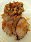 Carre de cerdo + ensalada tibia de garbanzos