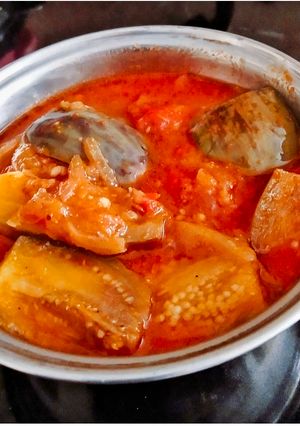 A picture of Brinjal In Onion Tomato Gravy.