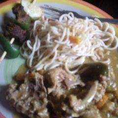 A picture of Pasta and Chicken soup.