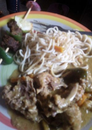 A picture of Pasta and Chicken soup.