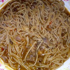 A picture of Soupy Jollof spaghetti 😋.