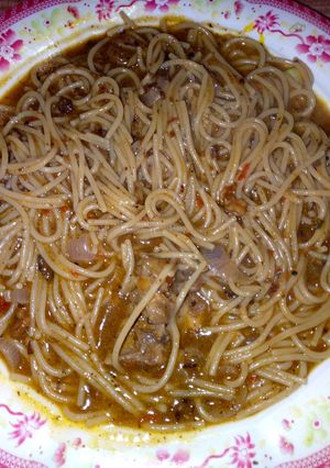 A picture of Soupy Jollof spaghetti 😋.