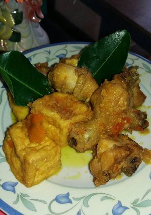 Foto resep Ayam campur tahu bumbu kuning
