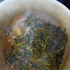 A picture of Bitter leaf soup.