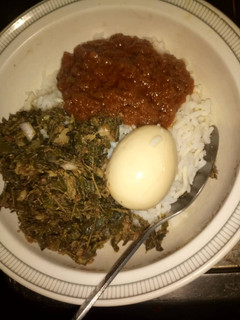 A picture of Rice stew & xogale with egg.