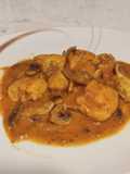 Pollo en salsa con champiñones, al brandy de Jerez