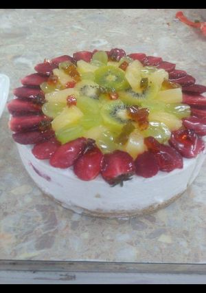 A picture of Fresh fruit cheese cake.