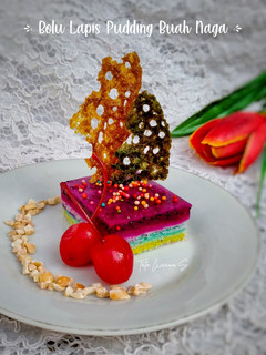 Foto resep 308.Bolu Lapis Pudding Buah Naga