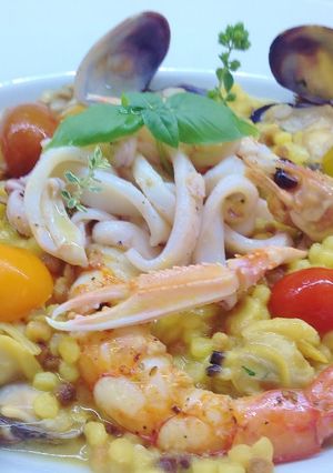 Foto di Fregola sarda con pesce