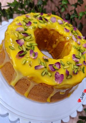 عکسی از دستور کیک هل و گلاب با سس زعفرانی😋