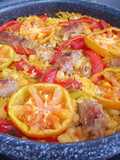 Arroz al horno con consomé de sobras de pavo asado