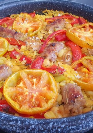 Una foto de Arroz al horno con consomé de sobras de pavo asado