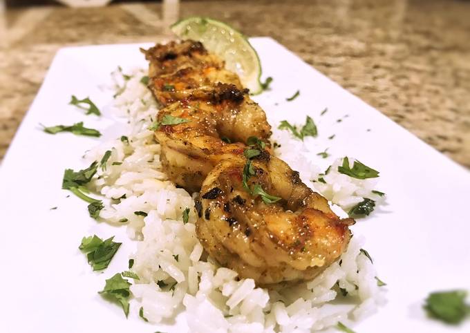 Margarita shrimp with coconut cilantro rice