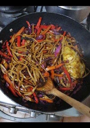 Una foto de Wok de verduras