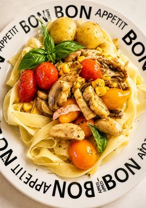 Una foto de Fideos mediterráneos