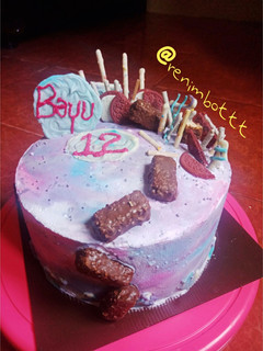 Foto resep GALAXY BIRTHDAY CAKE 🍰 KUE ULTAH SIMPEL ENAK 😍