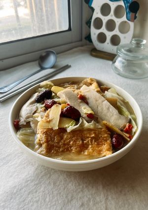 全酒麻油豆包杏鮑菇 的食譜成品照片