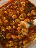 Provolone con gambas al ajillo
