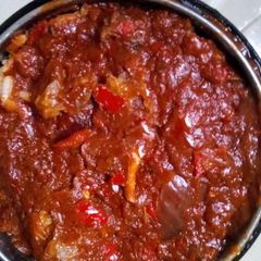 A picture of Rice and beef stew.