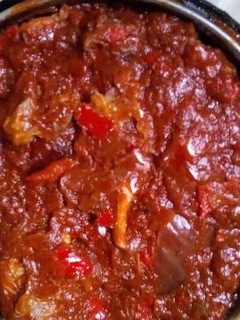 A picture of Rice and beef stew.