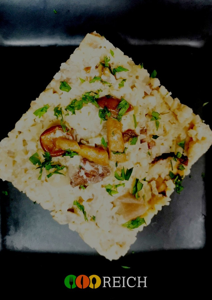 Una foto de Risotto cremoso de coliflor y boletus en 7 minutos 🕑