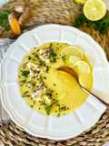 Crema de coliflor y batata a la cúrcuma