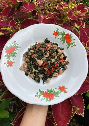Foto resep Tumis Daun Pepaya dan Cumi Asin