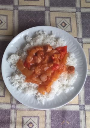 1953. Egyszerű gyors virslis rizses lecsó ! recept fotója