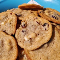 A picture of White Chocolate and Cranberry Cashew Cookies.