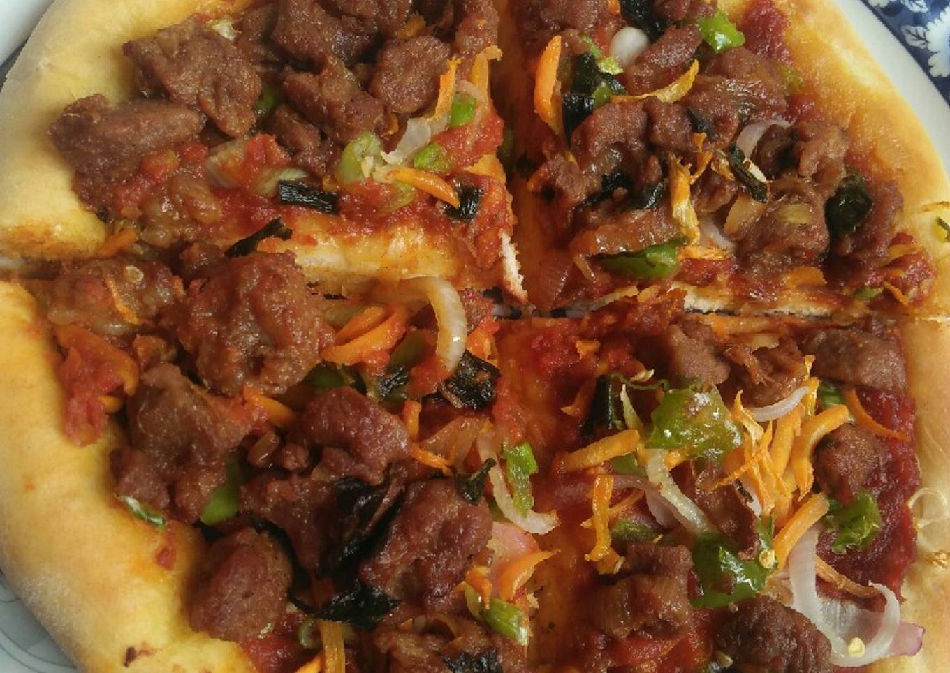 Homemade pizza without cheese