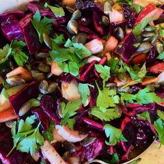 A picture of Red cabbage, fennel and apple salad - vegan.