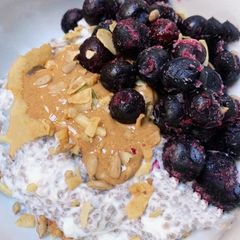 A picture of Vanilla Ice Cream with Chia Seed Pudding.