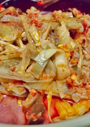 Foto resep Tumis Jantung pisang pedas