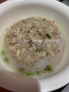 Foto resep Nasi Tim Ayam Daging (MPASI 7Mo+)