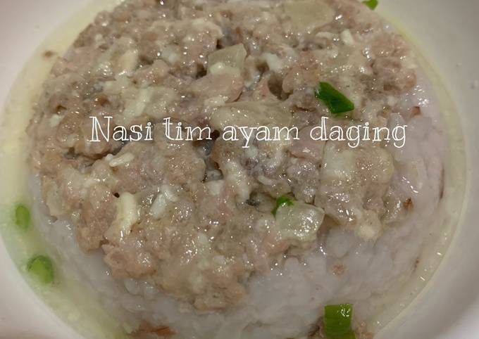 Nasi Tim Ayam Daging (MPASI 7Mo+)