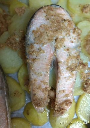 Una foto de Salmón al horno