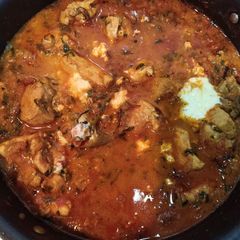 A picture of Methi Chicken / fresh fenugreek chicken.