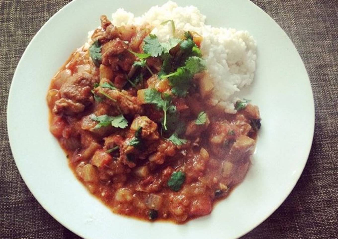 Spicy Mutton Stew & Coconut Rice