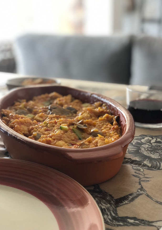 Una foto de Arror cremoso con pollo y verduras TM6 para dos 👩‍❤️‍👨