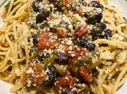 A picture of spinach black beans
