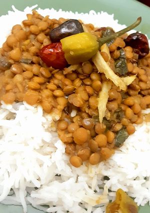A picture of Kali daal chawal.