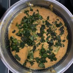 A picture of Sharagwani Shing Nu Shaak (Moringa curry).