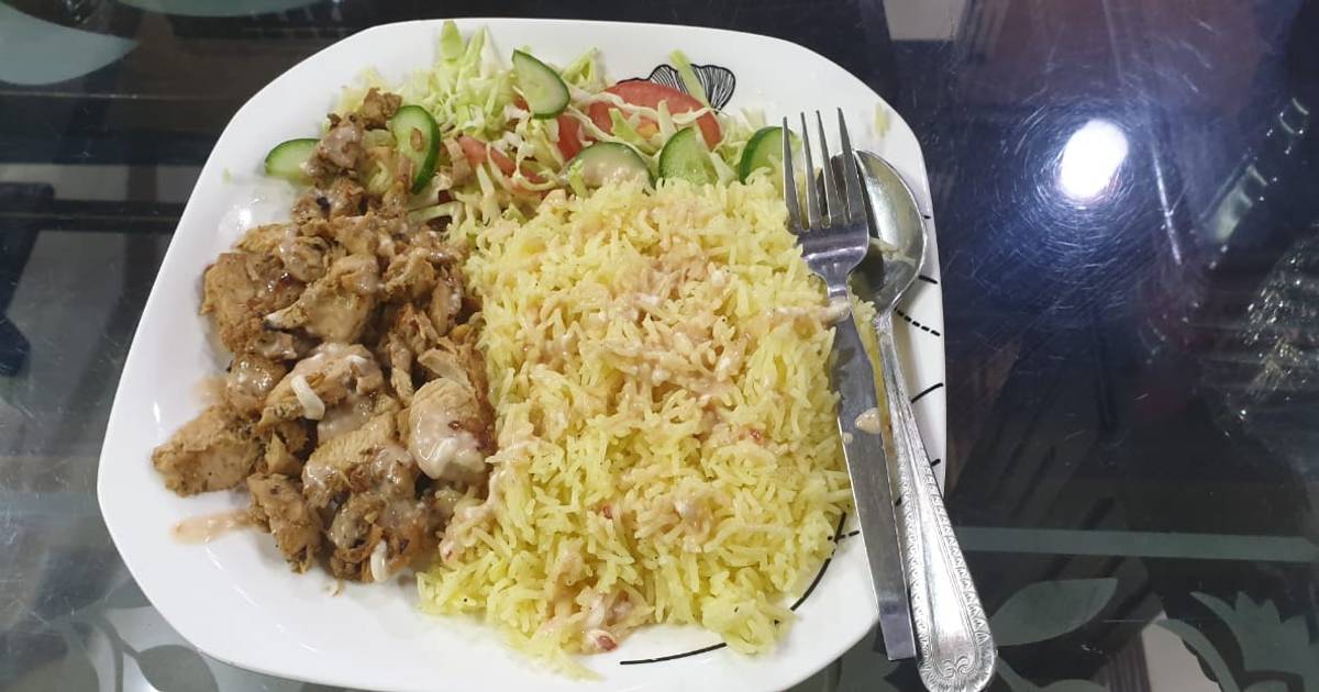 Chicken and Rice Platter Recipe by Shafaq Arslan - Cookpad