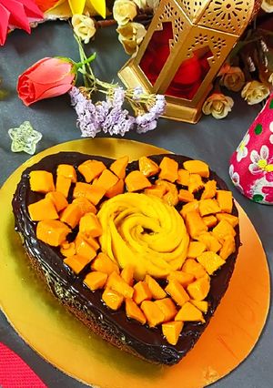 A picture of Chocolate Mango Cake.